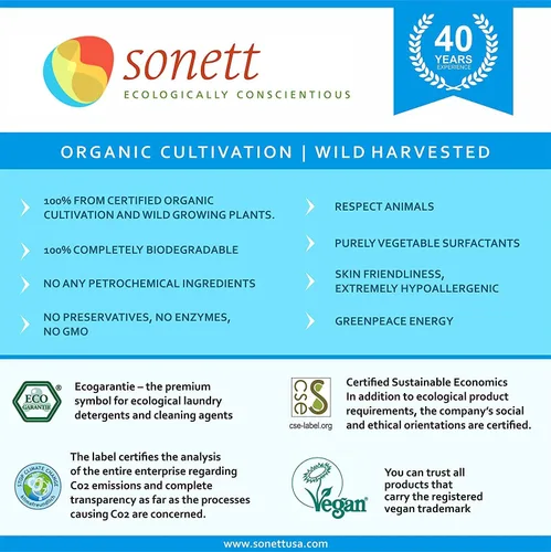 Vista 3 de Sonett Spray limpiador orgánico para baño y ducha, elimina los depósitos de cal en lugares difíciles de alcanzar y limpia los accesorios, acero