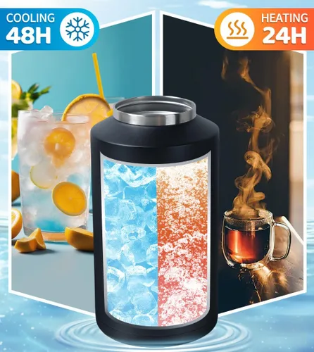 Vista 4 de Jarra de Agua de Galón, Botella de Agua Aislada, Jarra de 1 Galón con Asa, Botella de Agua Grande de Acero Inoxidable de 128 oz de Boca Ancha