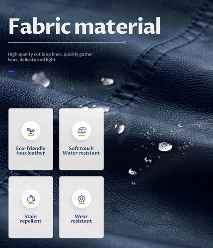 Vista 4 de CREATMO US Chaqueta de piel sintética para hombre, impermeable, resistente al viento, PU con capucha extraíble