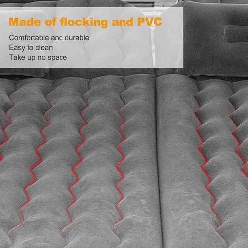 Vista 3 de Aramox SUV Air Mattress, Inflatable Thickened Car Air Bed with Electric Pump, Flocking Surface Portable Sleeping Pad for Travel Camping (Black)