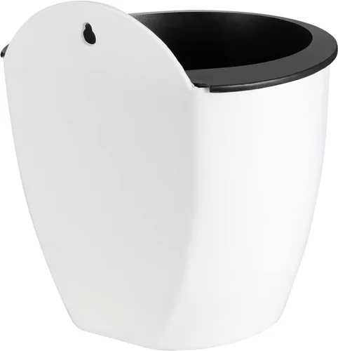 Vista 9 de MOUYAT 6 macetas colgantes de plástico con riego automático, macetas blancas de 7 pulgadas montadas en la pared con ganchos y cuerdas de algodón