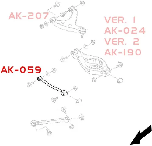 Vista 4 de Godspeed AK-059-A Brazos curvados traseros ajustables con rodamientos esféricos, compatibles con Nissan 370Z(Z34) 2009-19