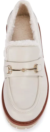 Vista 7 de VETASTE Mocasines clásicos de tacón grueso con plataforma y suela de lengüeta para mujer, con puntera redonda, zapatos Oxford con cadena de metal