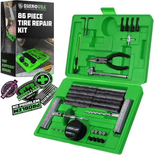 Vista 8 de Kit de reparación de neumáticos compacto Rhino USA (14 piezas) – Juego de tapones resistentes con lubricante incluido para arreglar pinchazos