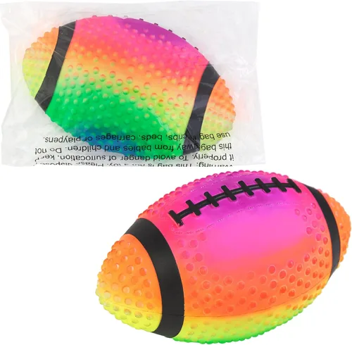Vista 4 de Fútbol de práctica Regent de neón en colores arcoíris de 9" con espinas para mejor agarre, hecho de goma suave. Inflable, viene prelleno de aire