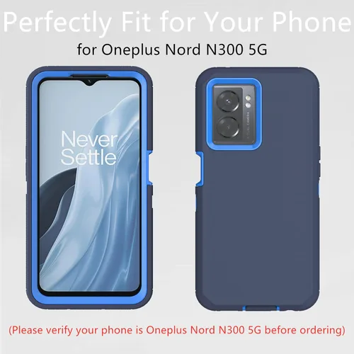 Vista 5 de Funda protectora resistente para Oneplus Nord N300 5G, resistente a prueba de polvo, a prueba de golpes, protección contra caídas, 3 en 1, funda Azul
