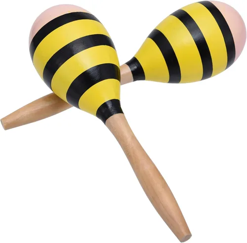 Vista 8 de Maracas para adultos y niños, 2 unidades de 9 pulgadas de maraca de madera para recuerdos de fiesta, color azul