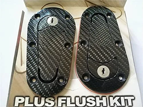 Vista 2 de Universal JDM fibra de carbono capó Pin Plus Flush Mount pestillo Kit de bloqueo con llaves