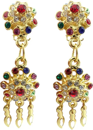 Vista 4 de Siwalai tailandés tradicional chapado en oro multicolor collar y pendientes de joyería de 189in