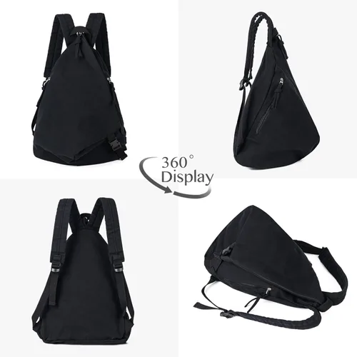 Vista 3 de Mochila de lona para mujer, mochila de viaje para hombre, estilo vintage, para mochilas casuales, Negro C, Mochila casual