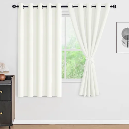 Vista 122 de DWCN - Cortinas 100% opacas para dormitorio con forro negro, cortinas de ventana de doble capa con aislamiento térmico que oscurecen toda la Azul