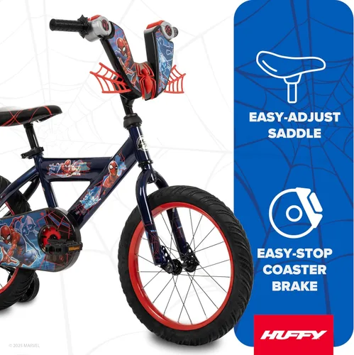 Vista 2 de Huffy Disney and Marvel 12/16 Inch Boys Bikes, Multiple Color Options Abismo azul Spider-Man