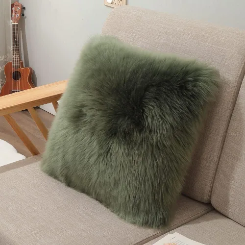 Vista 13 de LLB Fundas de almohada de lana de oveja auténticas para sofá, fundas de almohada decorativas y esponjosas cuadradas, fundas de almohada de 18x18