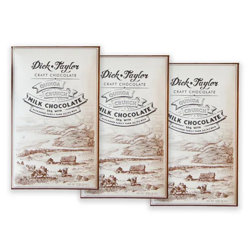 Vista 7 de Dick Taylor Craft Chocolate Tríos de chocolate con leche Regalo de chocolate artesanal gourmet A2, sin soja, hecho a mano Barras de 2 onzas