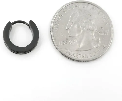 Vista 3 de Par de aros de argolla pequeños biselados plata oro o negros de 0.15 pulgadas