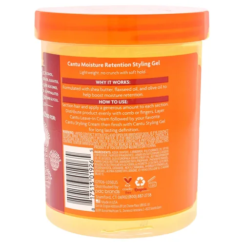 Vista 3 de Cantu Gel para peinar con retención de humedad con linaza y aceite de oliva, fijación flexible por Cantu para unisex, gel de 18.5 onzas