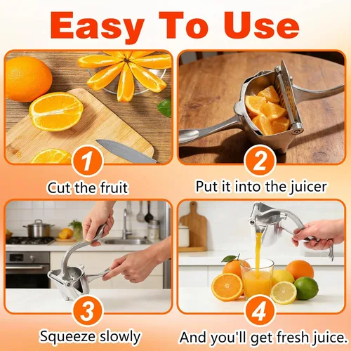 Vista 4 de Extractor de jugo de fruta fresca de aleación de aluminio, fácil de usar y limpiar, fácil de jugo Exprimidor de mano, exprimidor de cítricos