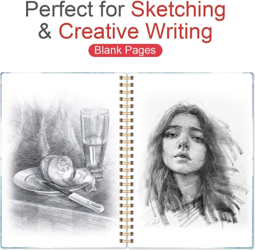 Vista 4 de Heveboik Cuaderno en blanco A5 - Cuaderno de papel en blanco de 70 hojas/140 páginas, papel blanco grueso de 100 GSM, diario en espiral en blanco