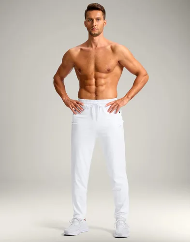 Vista 3 de Pudolla Pantalones deportivos altos para hombre con entrepierna de 32/34/36/38 pulgadas con bolsillos con cremallera, pantalones deportivos ligeros