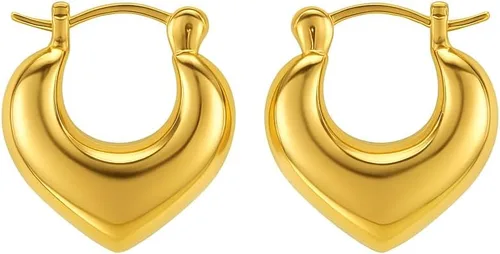 Vista 37 de Gempires - Aretes ligeros y gruesos, delicados y minimalistas, hipoalergénicos, chapados en oro, sin deslustre, diseño clásico, para uso diario
