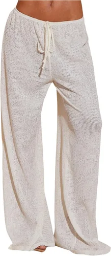 Vista 6 de MakeMeChic Pantalones de playa holgados para mujer Negro