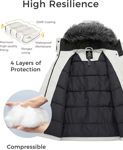 Vista 3 de wantdo Abrigo largo de invierno para mujer, chaqueta acolchada gruesa de piel sintética con capucha