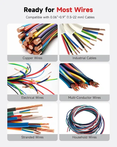 Vista 6 de CREWORKS - Máquina pelacables eléctrica, pelacables eléctrico para cables de cobre de 0.06 a 0.9 pulgadas (0.059-0.866 in) con 3 modos de operación