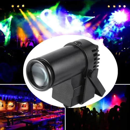 Vista 9 de U`King Pinspot Light RGBW 10W LED Beam Pin Spot por DMX 512 Proyector controlado activado por sonido para espejo, fiesta, boda, DJ, discoteca
