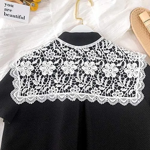 Vista 5 de GALPADA Collar falso desmontable para mujeres y niñas, cuello de encaje, cuello blanco, cuello falso, chal para vestido