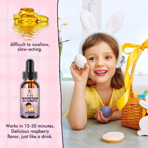 Vista 6 de Gotas Líquidas de Glicinato de Magnesio para Niños – Glicinato de Magnesio con L-teanina para Apoyo al Sueño y la Calma – Sin Melatonina, Sin