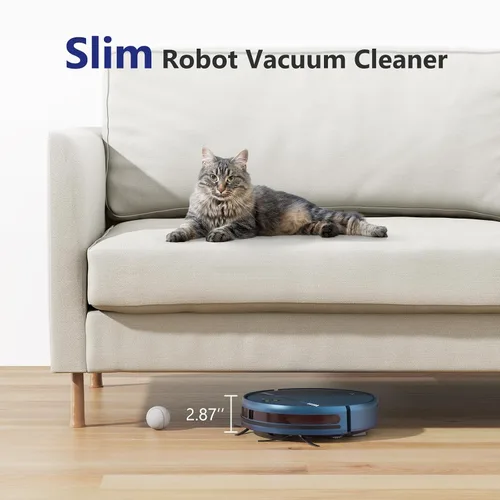 Vista 7 de Robot aspirador, aspiradora robótica inteligente conectada por Wi-Fi, control de aplicación, compatible con Alexa y Google Assistant, robot