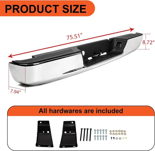 Vista 3 de ECOTRIC Conjunto de parachoques trasero compatible con Dodge Ram 1500 2500 3500 W/License 2002-2009, luz de placa de repuesto para CH1103111