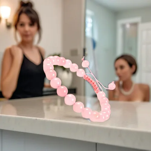 Vista 2 de Pulsera de cuentas de cuarzo rosa de 0.315 in - Amor incondicional y curación emocional, Gema, Ágata