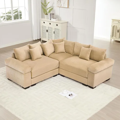 Vista 38 de ODUSE-DAILY Sofá modular de gran tamaño de 117.3 pulgadas, sofás modulares grandes de pana para sala de estar, sofás de 3 plazas, moderno juego