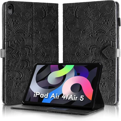 Vista 21 de Funda para tablet iPad Air de 11 pulgadas, diseño de diente de león con soporte para lápiz Apple, cierre magnético y recortes precisos, compatible
