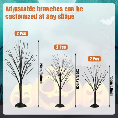 Vista 3 de Yunlly Accesorios de pueblo de Halloween, mini adorno de árbol de otoño, exhibición de árbol artificial, rama pequeña desnuda de invierno, rama
