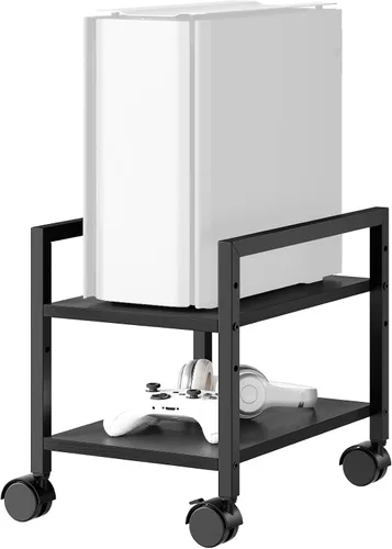 Vista 9 de HOOBRO Soporte para PC, soporte de torre de PC de 2 niveles que se adapta a la mayoría de torres de computadora, soporte de CPU para piso, altura