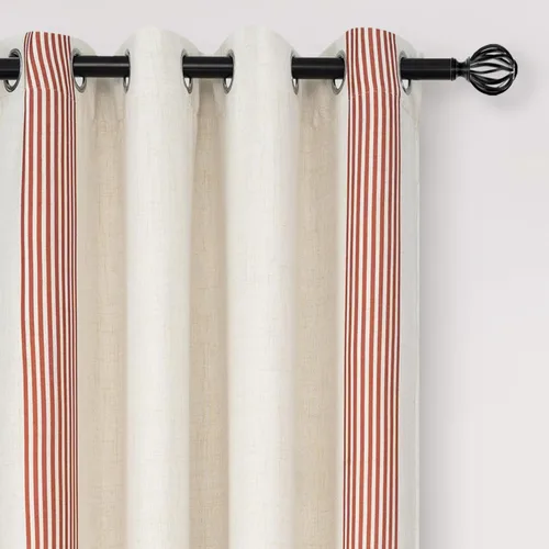Vista 25 de DriftAway Chris Linen - Cortinas opacas con capa térmica y reductora de sonido, 63 pulgadas de largo para dormitorio, cortinas estampadas a rayas