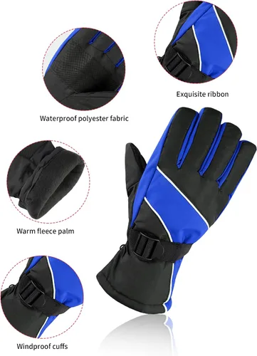 Vista 3 de SATINIOR 2 pares de guantes de nieve impermeables de invierno con aislamiento para hombres, mujeres, adultos y niños