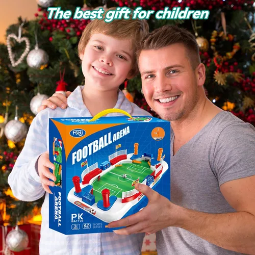 Vista 7 de Mini juego de mesa de futbolín para niños: juguete de regalos de fútbol para niños de 3, 4, 5, 6, 7, 8 a 12 años, juegos de mesa de fútbol deportivo