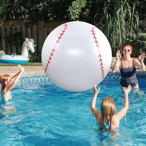 Vista 6 de Lewtemi 2 unidades de béisbol y fútbol inflables gigantes de 27 pulgadas, bolas de playa inflables grandes, globos de gran tamaño para fiesta