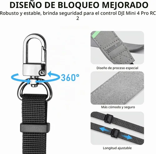 Vista 4 de STARTRC RC2 - Correa para el cuello para DJI Mini 4 Pro, ajustable RC 2/RC Pro/RC Lanyard para DJI Mini 4 Pro/Mini 4K/Air 3S/Mini 3/Mini 3 Pro/Mavic