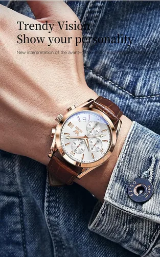 Vista 9 de OLEVS Relojes para hombre, cronógrafo, de moda, casual, analógico, de cuarzo, impermeable, relojes de pulsera luminosos de vestir con correa