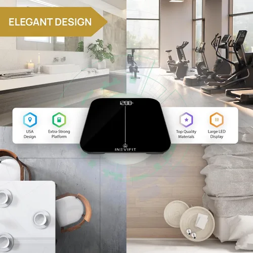 Vista 6 de INEVIFIT - Báscula inteligente de grasa corporal; analizador digital de composición corporal Bluetooth de alta precisión que mide peso, grasa