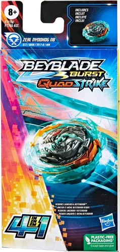 Vista 3 de Beyblade Burst QuadStrike Zeal Nyddhog N8 Spinning Top Paquete individual, juego de batalla tipo ataque, juguete para niños a partir de 8 años