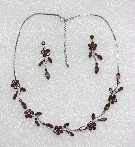 Vista 2 de Faship - Precioso juego de collar y aretes con cristales de imitación