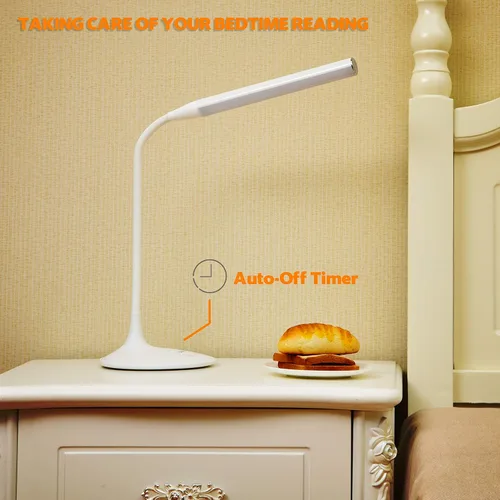 Vista 4 de DAC Lámpara de escritorio LED, lámpara de mesa para el cuidado de los ojos, cuello de cisne flexible de 360 grados, regulable continuamente, 3 modos