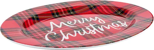 Vista 2 de C.R. Gibson Plato de melamina reutilizable a cuadros rojos para galletas, cenas y fiestas, 14 x 10 pulgadas