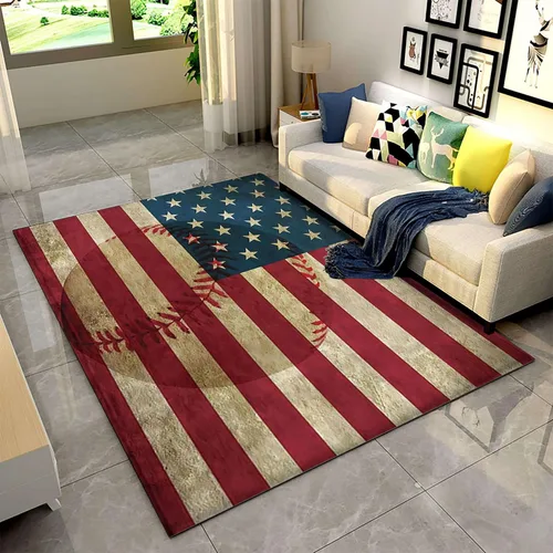 Vista 33 de Alfombra moderna y contemporánea con bandera estadounidense para interiores, 3 x 4 pies, alfombra antideslizante con temática de camuflaje verde