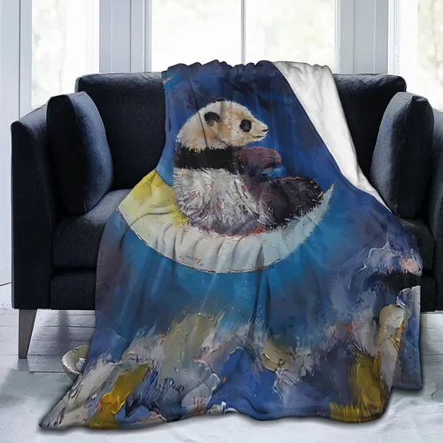 Vista 5 de Manta de franela de panda, acogedora y ligera, suave para sofá y cama, 80 x 60 pulgadas